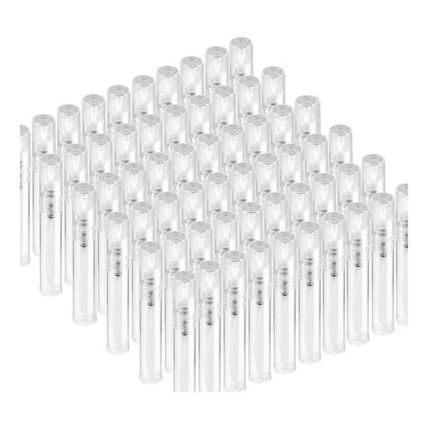 120 mini 5 ml sprayflaskor, tomma klara plastsprayflaskor, påfyllningsbara parfymflaskor
