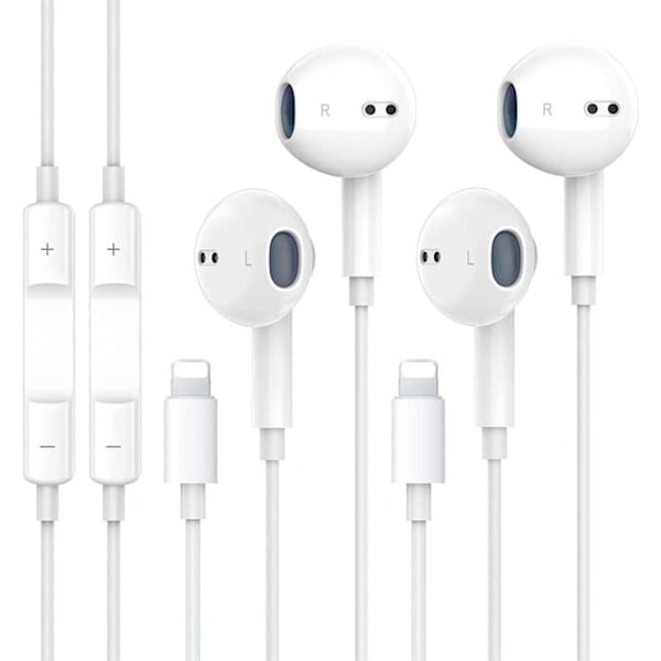 (2-PAKKE) iPhone EarPods Lightning Bluetooth og Kontroll (Kompatibel med 11/12/13/14 PRO MAX)