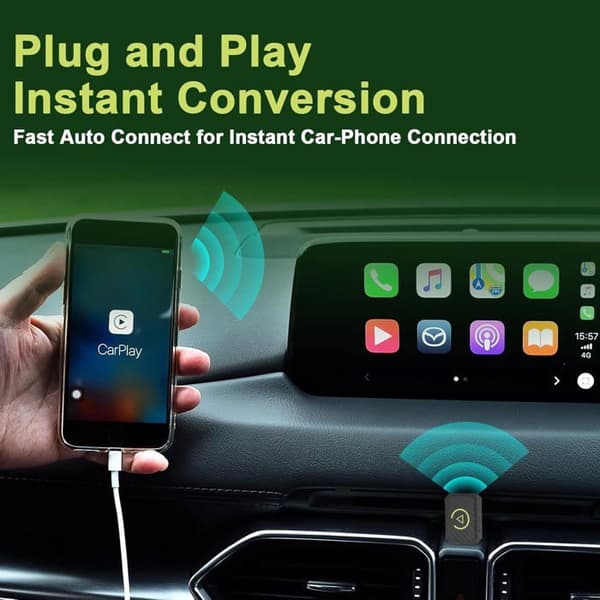 Langaton CarPlay-sovitin, CarPlay USB-dongle, 2-in-1 langaton CarPlay-sovitin autoon ja Android Autoon, 5G WiFi, Plug & Play