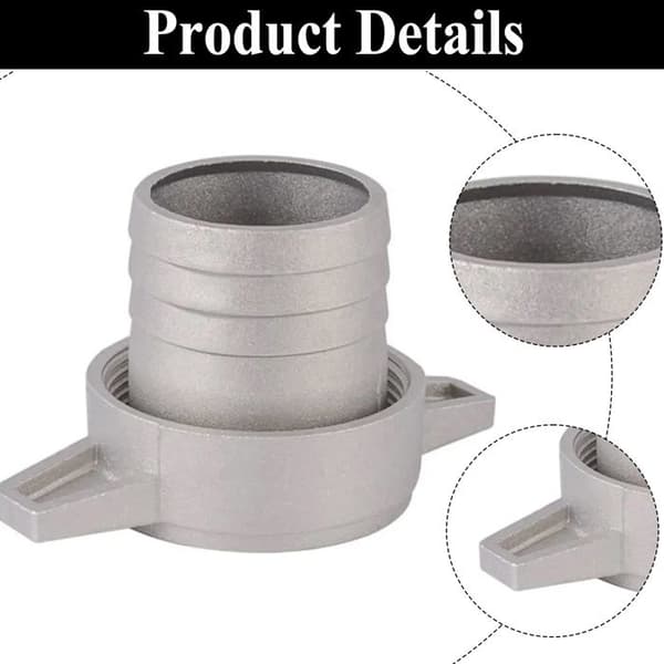 1 Pumpefitting, aluminium, 2 tommer, gummipakning, slangeforbindelse, bilvandpumpe.