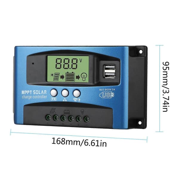 MPPT Solar Charge Controller 30A 40A 50A 60A 80A 100A Automatisk Opladning Afladning LCD Solpanel Batteri Regulator 60A