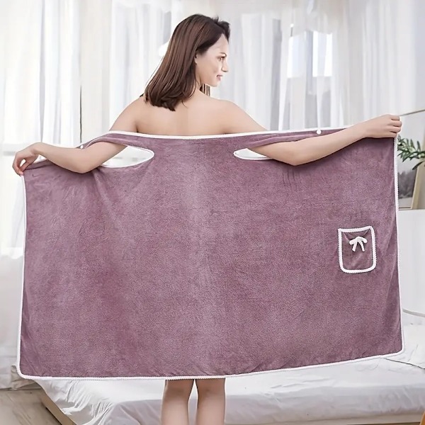 Badlakan för kvinnor, bärbara snabbtorkande badrockar för flickor, strand, spa, tvättkläder, dusch- och gymhandduk Bean paste 85x135+1pc