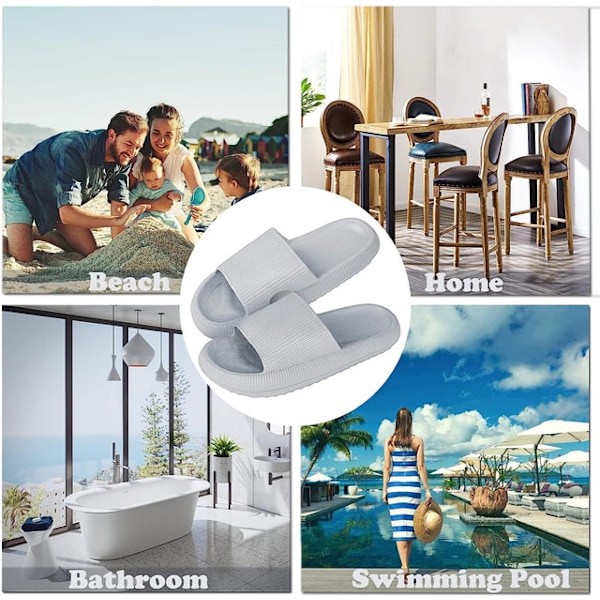 Chunky Cloud-tofflor med platå för dam, svart grå gray 40-41