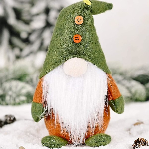 Svensk handgjord gnome plysch stående statyett för vårens St. Patrick's Day påskdekoration (grön)