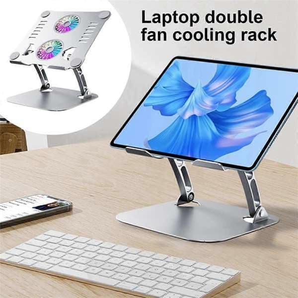 Laptop Køleplade med Ventilator Justerbart Beslag til Alle Tablets silver