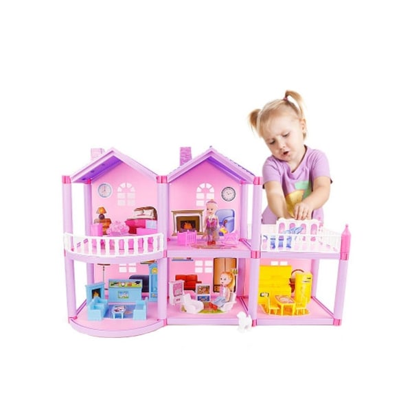 Gör-det-själv monterad miniatyr prinsessa Dollhouse Small Villa Simulering Dream House Girl Toy