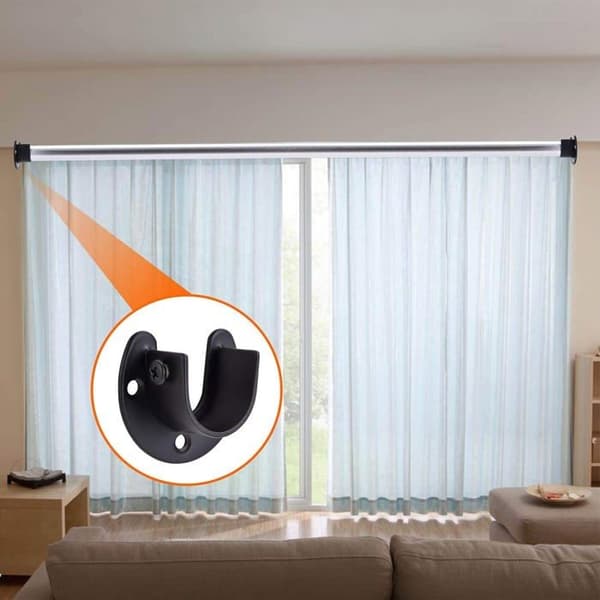 Klädstångsfäste i rostfritt stål, öppen U-formad typ, set om 4, för duschdraperier eller garderobsdraperier.