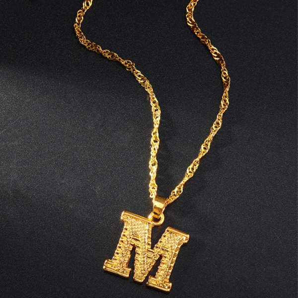 Guldpläterade smycken kubanska halsband hänge 26 brev halsband M