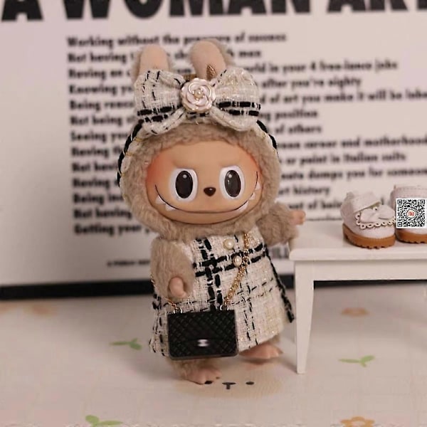 Heta Original 17cm Labubu Dockkläder Hjärta Macaron Baby Hänge Kläder Emalj Ansikte Kläder Tecknad Ersättningsdekoration Gåvor Endast kläder G Only clothes 17CM No Doll