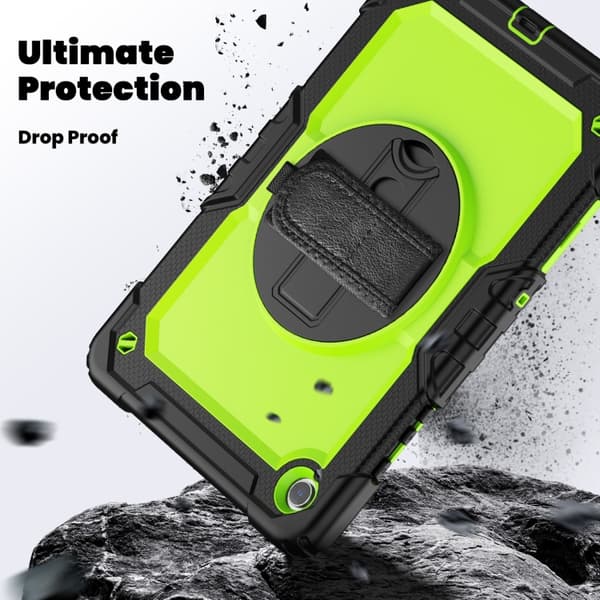 Samsung Galaxy Tab A9+ / A11+ Silicone + PC Case with Shoulder Strap Svart+Gul Grön