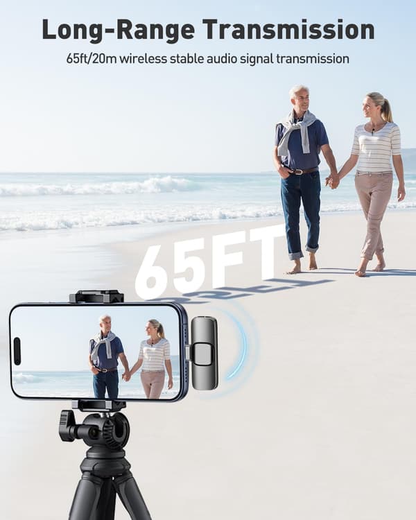 USB C Mini Microphone for iPhone 16/15/14/Android, Wireless Lavalier Microphone with Noise Reduction, Lapel Microphone for Vlog YouTube TikTok Recording