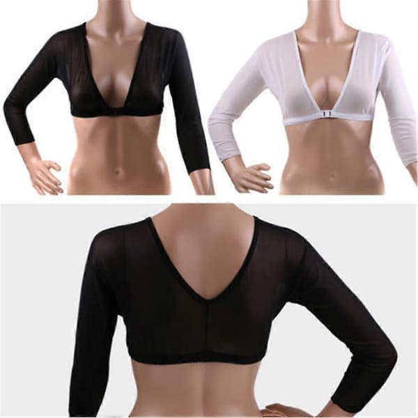 Sömlös Armformare Kort Croppad Navel Mesh Kofta Plus Size Armformare White M