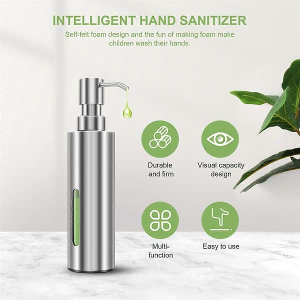 7Oz håndsåpepumpe dispenser, oppvaskmiddeldispenser i rustfritt stål silver