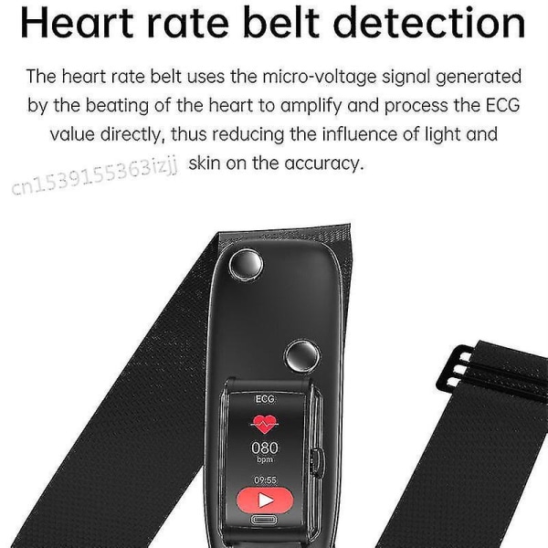 E600 Smart Watch EKG Blodsocker Män Icke-invasiv blodsocker Puls Hälsomätare Kvinnor Sport Smartwath Armband [] Black