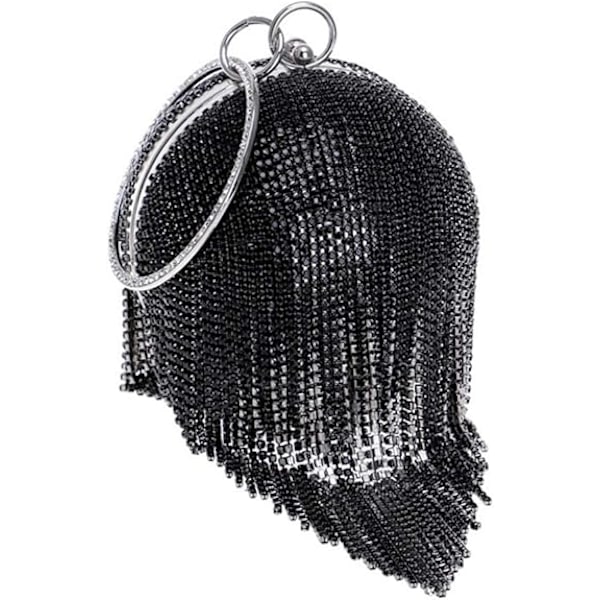 Dam Rund Boll Kristall Aftonväska Clutch Väska Tofs Bröllop, ZQKLA