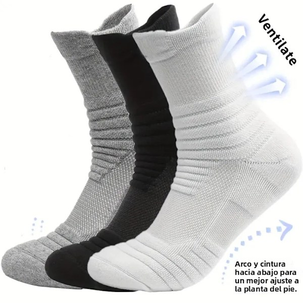 3 paria/erä miesten sukkia kompressiosukat hengittävät koripallo urheilu pyöräilysukat kosteutta siirtävät erittäin joustavat putkisukat 3pairs Mixed Colors Single code