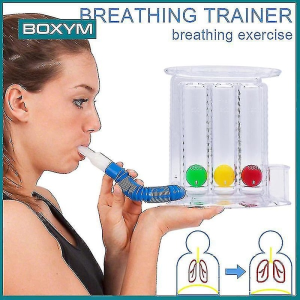 Andningstränare Hem Andningsträningsverktyg, 3-bollars djupandningstränare Lungtränare Incitament Spirometer Spirometri Mätsystem A