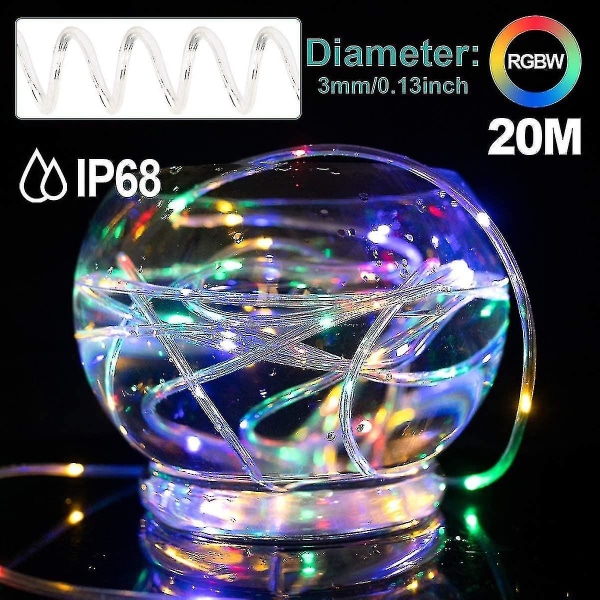 20m Solar String Lights, multicolor 200 Led Pvc Light Tube Outdoor Ip68