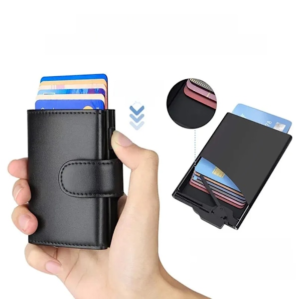 Mikrofiberläder Herrplånböcker Mode Korthållare Tredelad Plånbok Pengapåsar Smart Smal Tunn Myntficka Plånbok Black