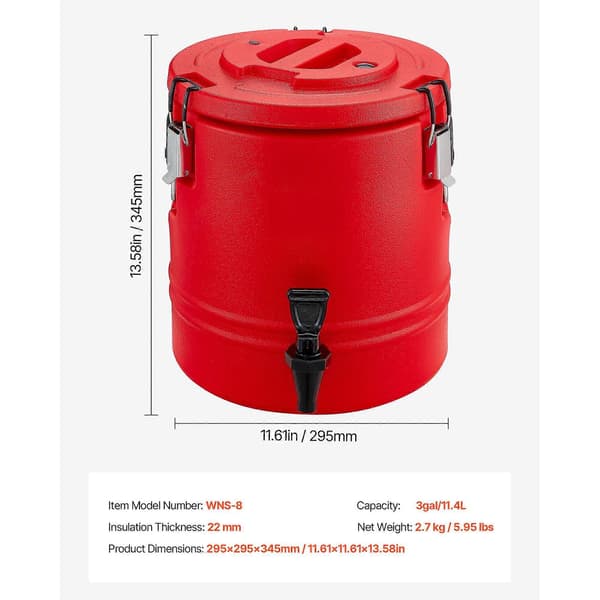 Isoleret drikkevaredispenser, 3 gal/11,4L termisk varm og kold drikkevaredispenser med hane