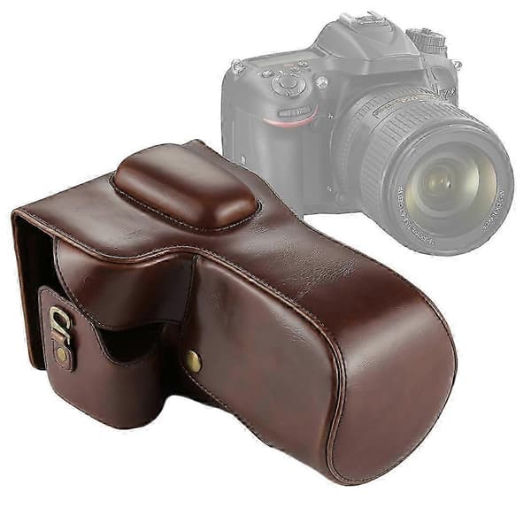 Nikon D7200 D7100 D7000 Helkropps PU Läder Kameraväska Coffee