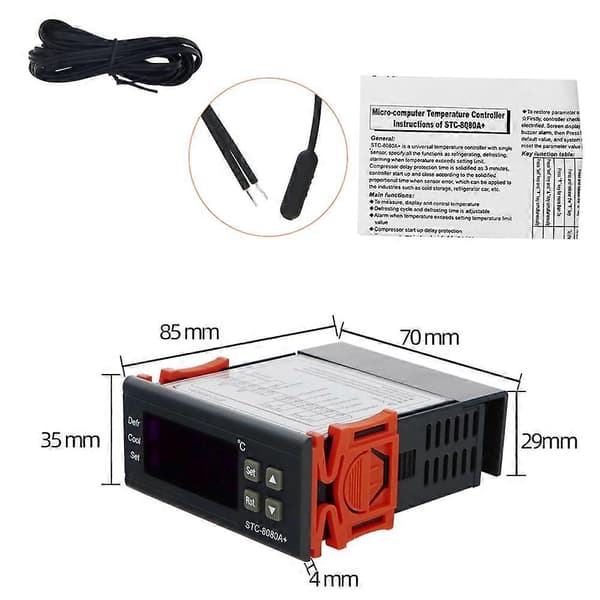 -8080A+ Digital Temperaturregulator 220V Regulator Kølelagre Frysesensor Hygrometer 40%