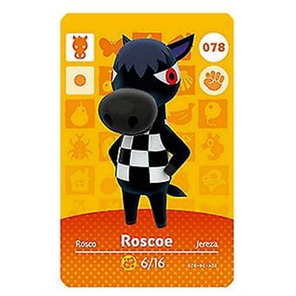 Nfc-spelkort för Animal Crossing, kompatibel med Nintendo Switch Amiibo / Switch Lite / Wii U  078 Roscoe