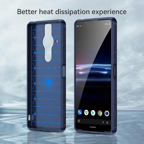 Kompatibelt med Sony Xperia Pro-I Borstat Kolfibertextur TPU Mobilskal - Perfekt Blue