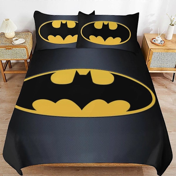 v2487 Sängkläder Batman Sängset Ultra Mjuk Hudvänligt Påslakan 3 Delar, Sött Täcke Örngott Sängset för Pojkar Flickor Barn (1 Påslakan 200x200cm 78x78in