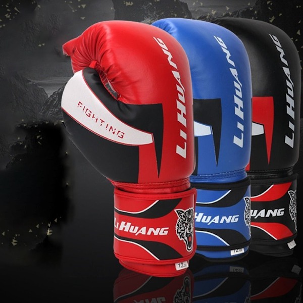 1 par boxningshandskar i PU-läder med andningshål, slitstarka, stängning med handledsband, hög styrka red-8oz