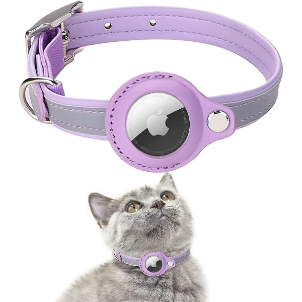 För AirTag Gps Cat Halsband med justerbart fäste och klocka, Apple AirTag kompatibel Purple XS 19-26cm