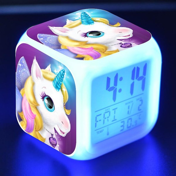 Unicorn Digital Väckarklockor För Flickor, Glödande Natt Led Lcd Cube Med Ljus Barn Vakna Bedside Clock Födelsedagspresenter För Barn Kvinnor Vuxen Bedro