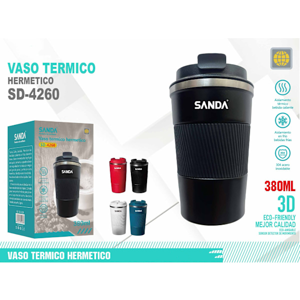 380 ml termos i rostfritt stål för kaffe och te, portabel läckagesäker kaffekopp, vakuumisolerad White