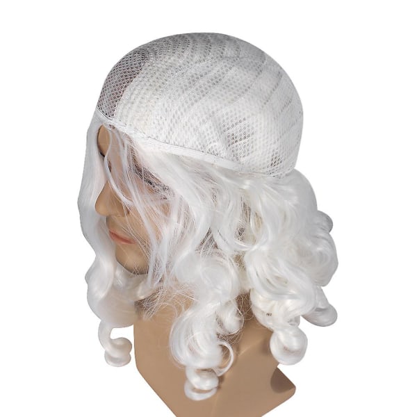 Perruques Et Barbe De Pre Nol Cheveux Perruques Long Blanc Boucl Costume Cosplay De Pre Nol Adulte Kit Accessoarer De Perruque Pour Nol Halloween Dgui