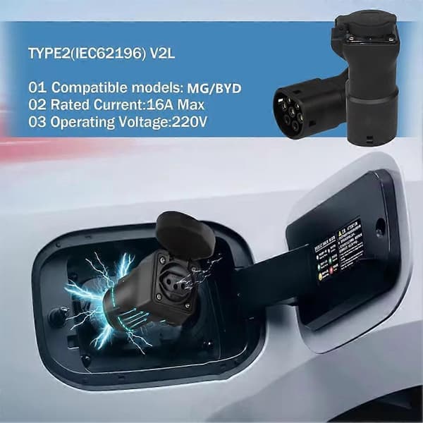 V2L Urladdare För Typ2 Bil Urladdning EV Kabel Adapter Stöd For MG