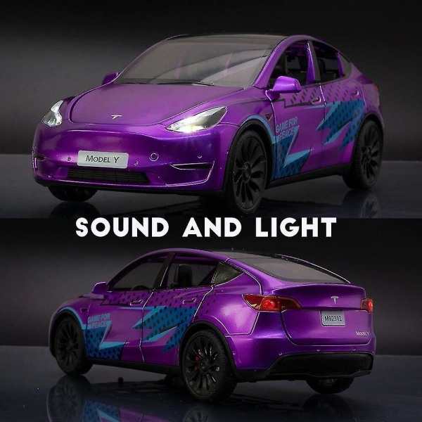 Mini Auto 1:24 Simulering Tesla Model Y Suv Legering Bilar Leksak Diecasts Fordon Metall Modell Bildekoration För Barn Present Pojkleksak Purple No Box