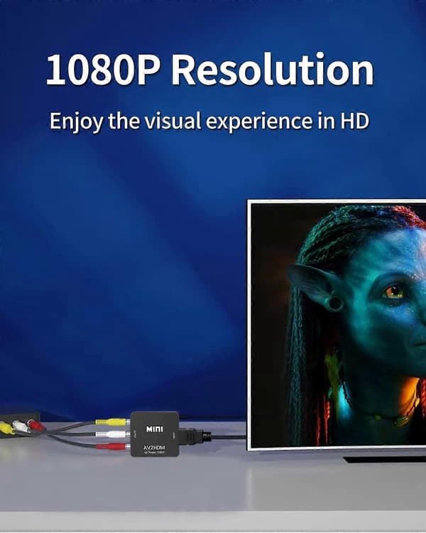 RCA til HDMI Konverter, RCA til HDMI Adapter, 1080P Mini