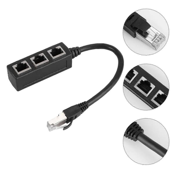 Ethernet netværkskabelsplitter med flere Ethernet-porte til internetforbindelse Black 9*3.1CM
