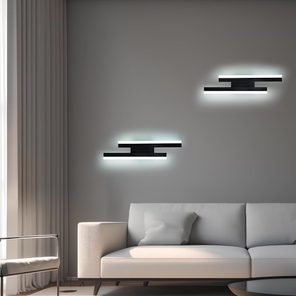 Vägglampa inomhus, modern LED-vägglampa 16W 1800LM, 6500K vitt ljus a