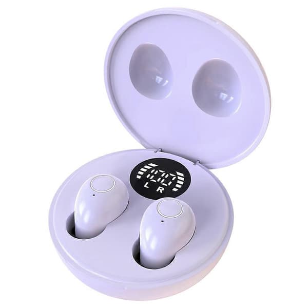 Mini ørepropper trådløs Bluetooth lavprofil mikro-type små diskrete skjulte ørepropper fungerer små hodetelefoner Purple