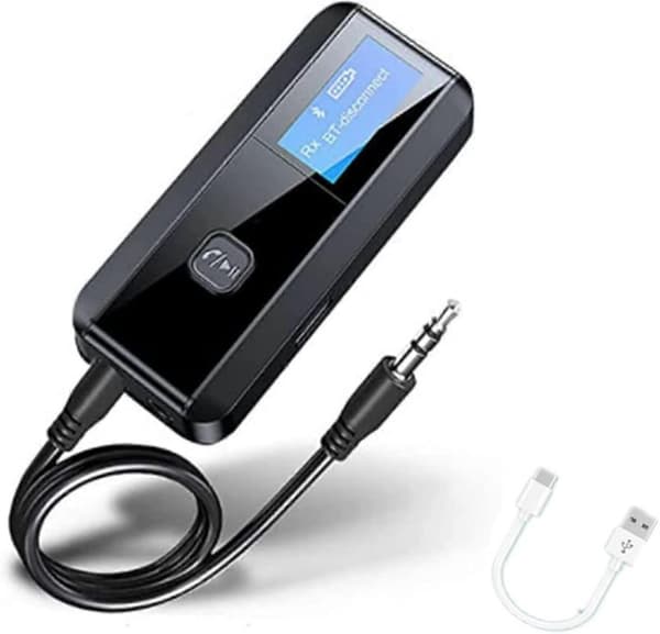 Bluetooth 5.0 lähetin-vastaanotin langaton Bluetooth-sovitin 2-in-1, LED-näyttö AUX