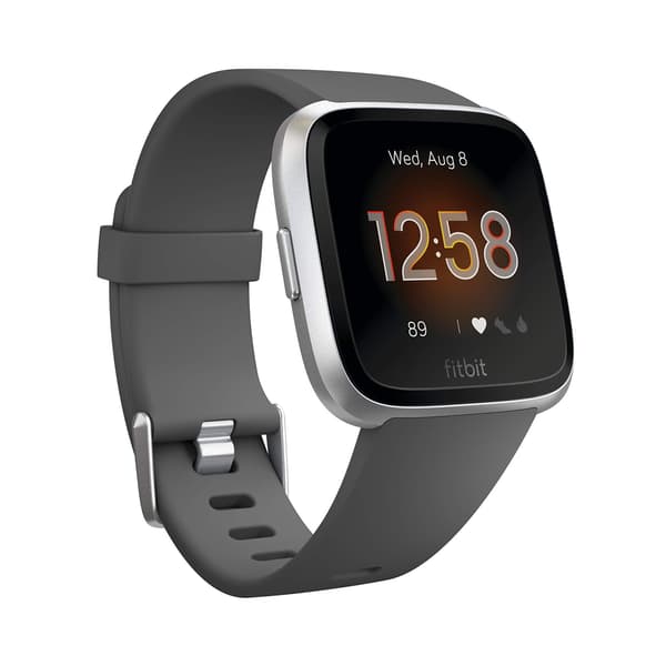 Fitbit Versa Lite 40mm Silver Dial Black Silicone Strap Smartwatch Black black
