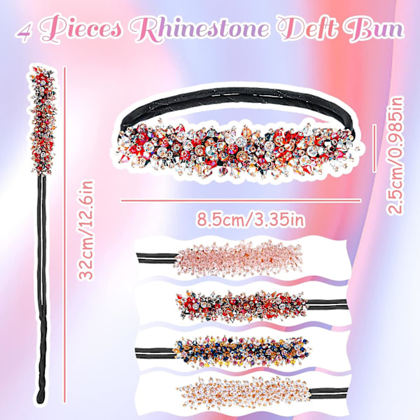 4 st Rhinestone Hårknutsmakare Magisk Hårstyling Deft Bun Elegant Enkel Hårknutsmakare (Mörk Färg)