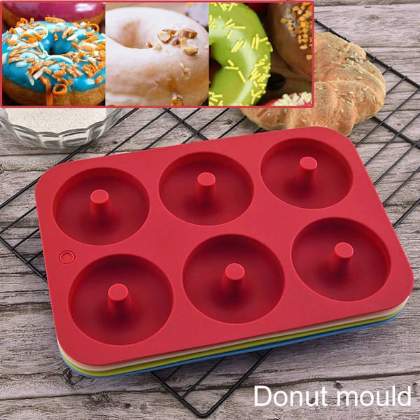 Non-stick silikonmunkformar (2-pack) - 6 hålrum - blå och röd färg