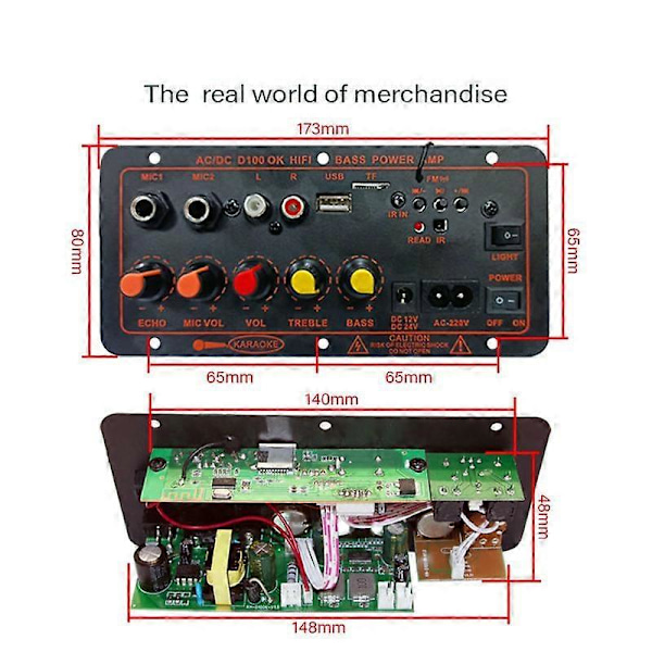 200W AC 220V 12V 24V Digital Bluetooth Stereo Forstærker Board Subwoofer Dobbelt Mikrofon Karaoke Forstærkere Til 8-12 Tommer Højttaler EU Plug