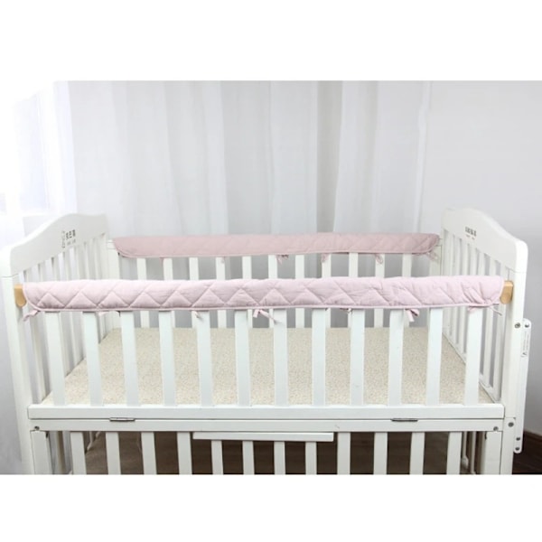 Bomullsbeskyttelse for Barneseng - Omsluttende Kant - Sikker Tannbeskytter for Baby - 2 STK Rosa*2 60*16cm