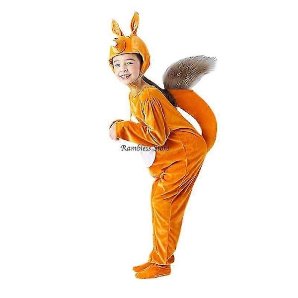 5 Färger Barn Ekorre Cosplay Jumpsuit För Barn Djur Scen Sagodagsföreställning Kläder Halloween Ekorre Cos Kostym 100cm Red