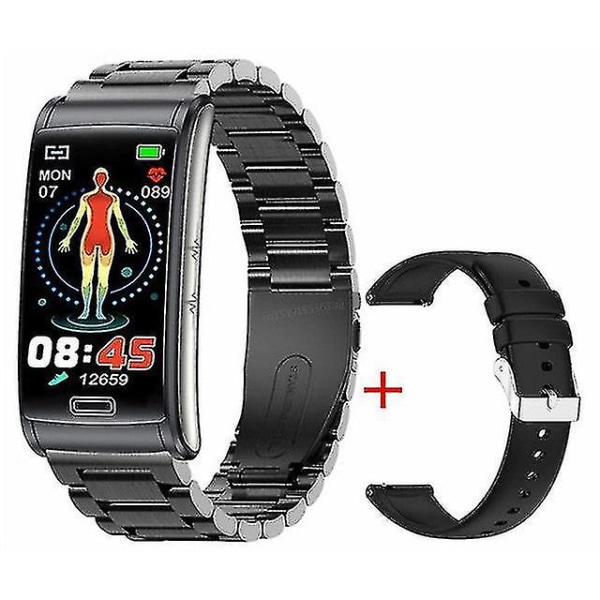 E600 Smart Watch EKG Blodsocker Män Icke-invasiv blodsocker Puls Hälsomätare Kvinnor Sport Smartwath Armband [] Blue ecg band