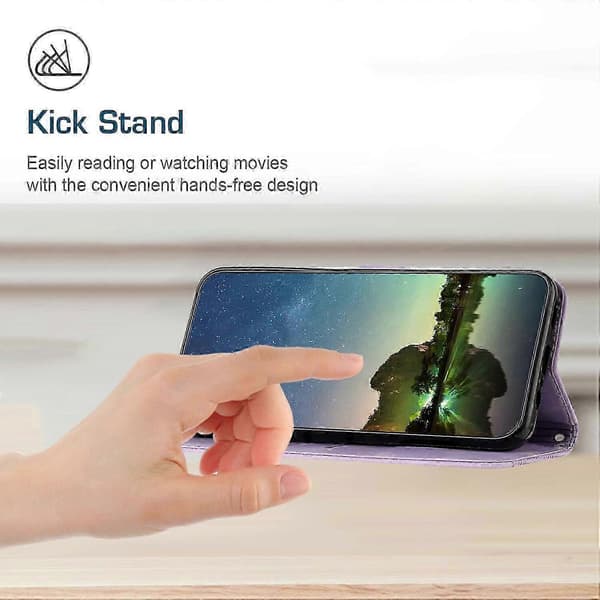 Fodral för Honor X8 4G Läder Flip Folio Stark Magnetisk Stängning Pro... Purple
