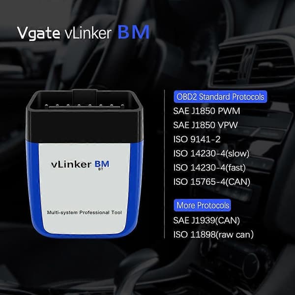 Vgate vLinker BM til BMW Bimmercode Bimmerlink Bluetooth 3.0 elm327 Bildiagnostisk Autoscan-værktøj ELM 327 OBD-scanner